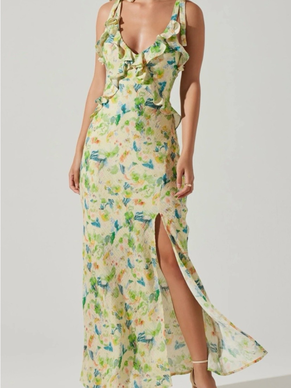 Astr Floral Tie-Shoulder Midi Dress - Picture 2 of 7